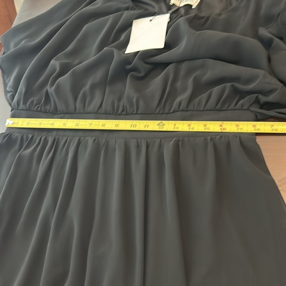 Hanna Nikole Chiffon Black Ruffle Sleeve A-Line Empire Waist Midi Dress Size 18W - Picture 13 of 16